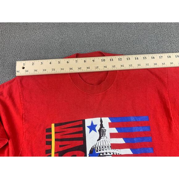 Vintage 90s Men's Large Washington DC Capitol Hill Single-Stitch Red Shirt - Picture 4 of 9